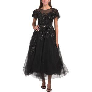 MAC DUGGAL Short Sleeve Embellished Maxi Dress
